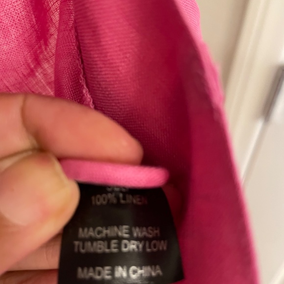 CYNTHIA ROWLEY Wide Leg Pleated Pink 100% Linen Pant Size 6 - Picture 7 of 10